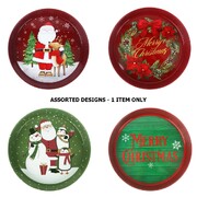 Christmas Metal Serving Tray Assorted Designs Pk 1