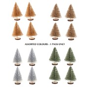 Mini Sisal Christmas Tree Decorations 8cm Assorted Pk 4