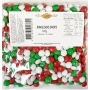 Christmas Green Red White Chocolate Buttons Drops (500g)