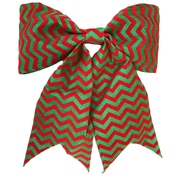 Red & Green Chevron Burlap Christmas Gift Bow Decoration