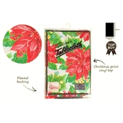 Christmas Poinsettia Flannel Backed Vinyl Tablecover 132x178cm