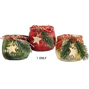 Christmas Assorted Tealight Candle Holder with Berries (Pk 1)