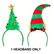 Christmas Tree or Elf Novelty Plush Headband (Pk 1)