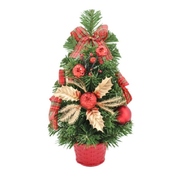 Red & Gold Leaf Christmas Tree Table Decoration 30cm