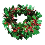 Christmas Holly & Berry Wired Tinsel Garland 5m