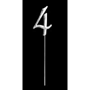 Silver Number 4 Cake Decoration (7cm) Pk 1