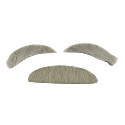 Grey Old Man Moustache & Eyebrows Set