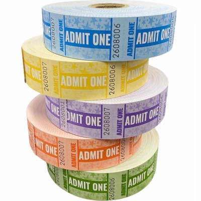 Admit One Ticket Roll 5000 Tickets (5 Rolls - 1000 Tickets per roll)