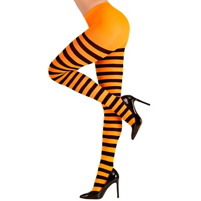 Pantyhose Stockings Orange/Black Striped XL 70 Den Pk1 WI
