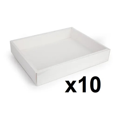 White Rectangle Cookie Boxes (32cm x 25cm x 5.5cm) Pk 10