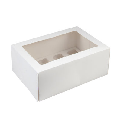 White Mini Cupcake Box (holds 12) Pk 10