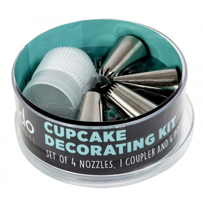 Cupcake Decorating Kit (Set of 4 Nozzles, 1 Coupler and 4 Piping Bags) Pk 1