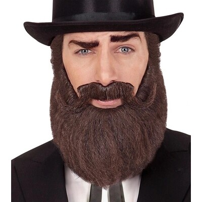 Brown Full Face Beard & Moustache Set