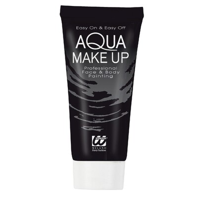 Black Aqua Make-Up Face & Body Paint 30ml Tube | Professional Water-Based Costume Makeup