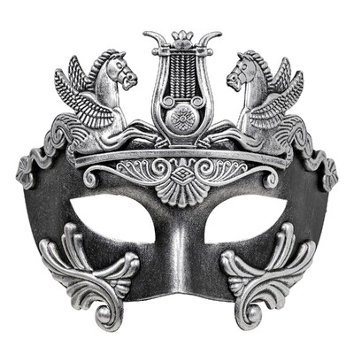 Greek Roman Antique Silver Masquerade Eye Mask | Unisex Costume Mask
