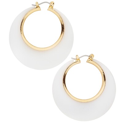 White & Gold Hoop Earrings Retro Mod Disco Costume Jewellery