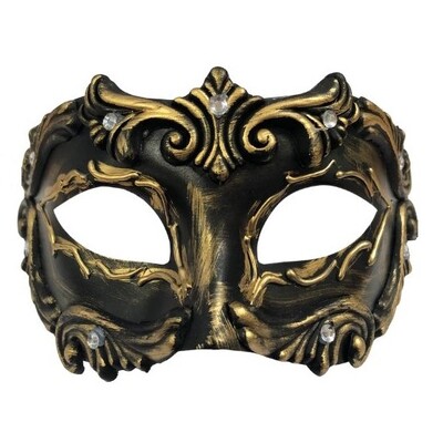Deluxe Bronze Columbina Baroque Masquerade Eye Mask | Classic Costume Mask with Diamante Accents