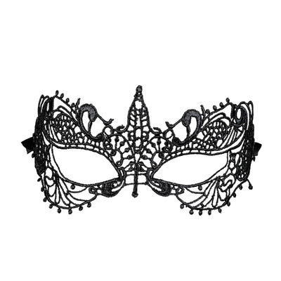 Baroque Matte Black Lace Masquerade Eye Mask | Venetian Costume Mask