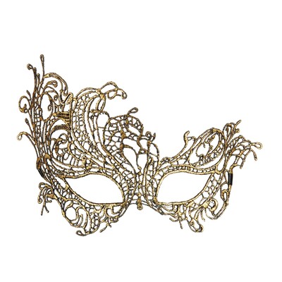 Baroque Antique Gold Lace Masquerade Eye Mask | Venetian Costume Mask