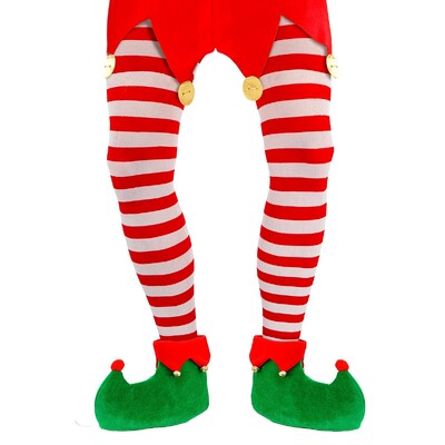 Plus Size Red & White Striped Tights Christmas Elf Pantyhose XL Stockings