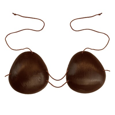 Brown Plastic Coconut Bra | Hawaiian Luau Costume Bikini Top