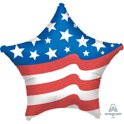 American Flag Star Shape Foil Balloon (19in, 48cm)