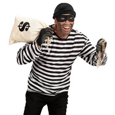 Adult Men's Thief Robber Costume Set Medium / Large | Burglar Fancy Dress Costume