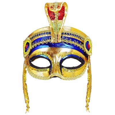 Ornate Egyptian Half Face Mask Gold Pharaoh Cleopatra Costume Accessory