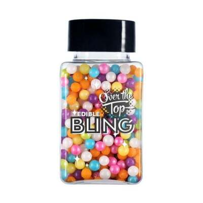 Edible Bling Rainbow 4mm Cake Sprinkles Pearls 70g