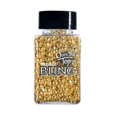 Edible Bling Gold Pearls 4mm Cake Sprinkles 80g