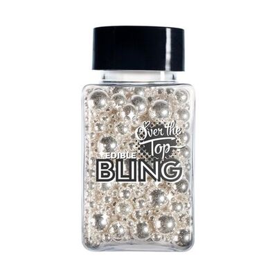 Edible Bling Mixed Size Silver Pearls Cake Sprinkles 75g