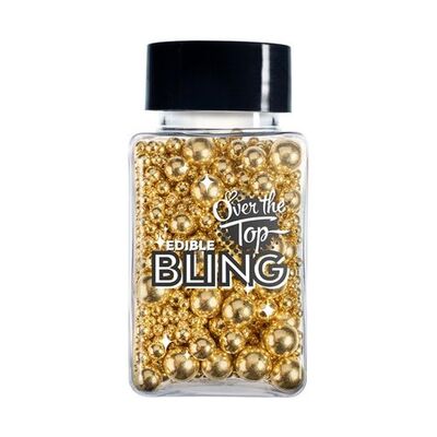 Edible Bling Mixed Size Gold Pearls Cake Sprinkles 75g