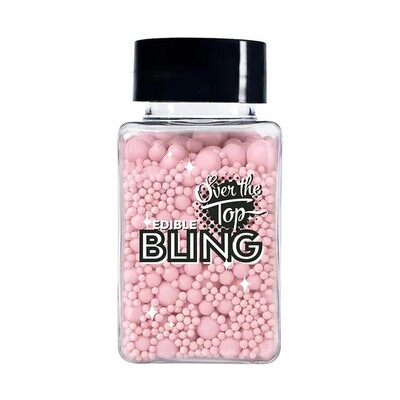 Over The Top Edible Bling Pastel Pink Sugar Ball Medley 65g – 2mm 4mm 7mm Pearls Cake Sprinkles Gluten Free