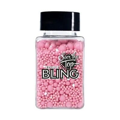 Over The Top Edible Bling Pink Sugar Ball Medley 65g – 2mm 4mm 7mm Pearls Cake Sprinkles Gluten Free