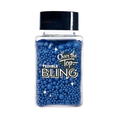 Over The Top Edible Bling Royal Blue Sugar Ball Medley 65g – 2mm 4mm 7mm Pearls Cake Sprinkles Gluten Free