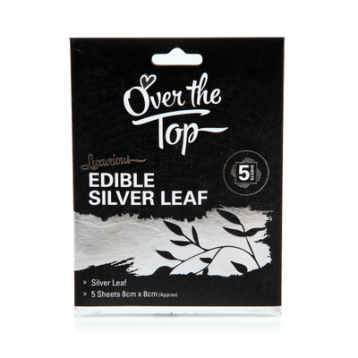 Edible Silver Leaf Sheets (5 Sheets - approx. 8cm x 8cm) Pk 1