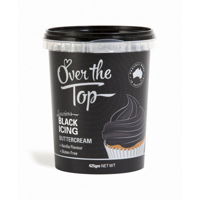 Over The Top Black Vanilla Buttercream Icing (425g) Pk 1