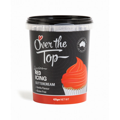 Over The Top Red Vanilla Buttercream Icing (425g) Pk 1