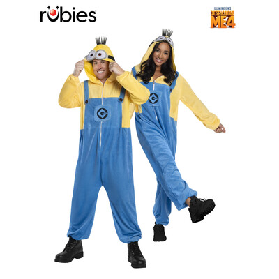 Minions Tim Adult Hooded Jumpsuit Large/XL – Unisex Yellow & Blue Fleece Costume
