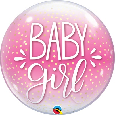 Pink and Gold Baby Girl Bubble Balloon 55cm