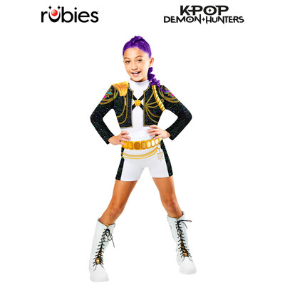 K-Pop Demon Hunters Rumi Golden Costume Child Medium 9–10 Years – Printed Top & Shorts Set