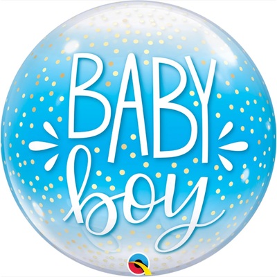 Blue and Gold Baby Boy Bubble Balloon 55cm