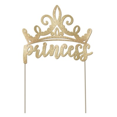 Gold Glitter Disney Princess Cake Topper Pk 1
