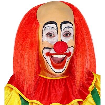 Clown Bald Headpiece Long Red Hair Wig Adult Costume Accessory