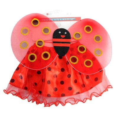 Child Lady Bug Tutu & Wings Costume Set