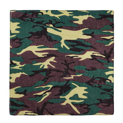 Camouflage Bandana Brown & Green Cotton Head Scarf 55cm