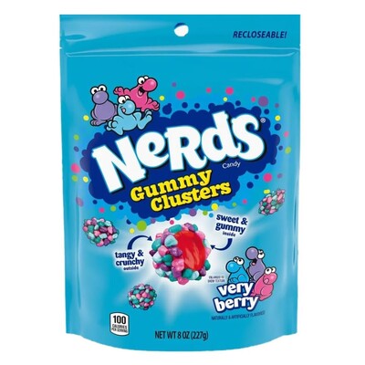 Nerds Very Berry Gummy Clusters Candy Lollies 226g