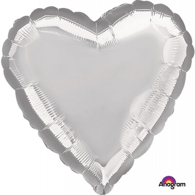 Metallic Silver Heart 17in. Standard Foil Balloon Pk 1