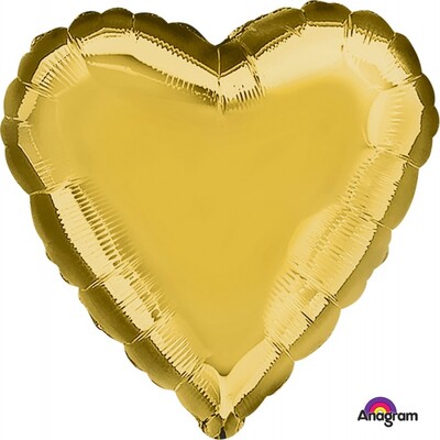 Metallic Gold Heart 17in. Standard Foil Balloon Pk 1