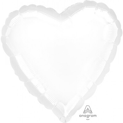 Metallic White Heart 17in. Standard Foil Balloon Pk 1